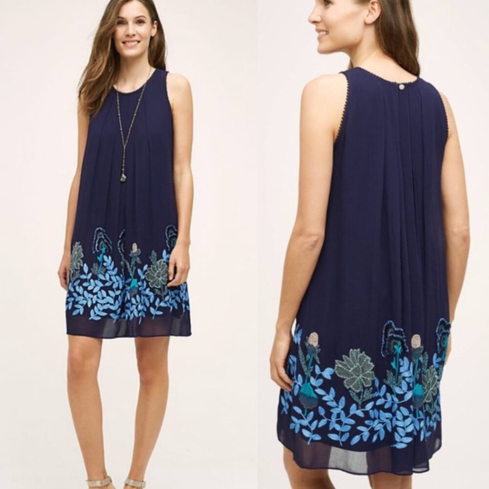 Anthropologie Not So Serious Pallavi Mohan Sleeveless Woodvine Swing Dress